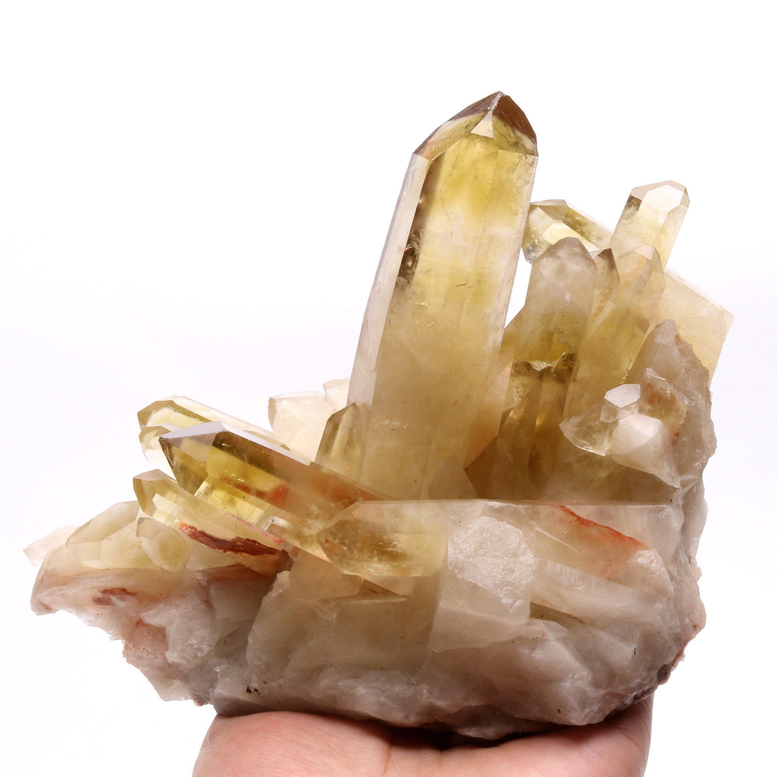 Natural Clear Smoky Citrine Quartz Point Crystal Cluster Healing Mineral