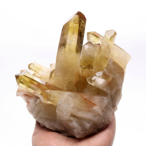 Natural Clear Smoky Citrine Quartz Point Crystal Cluster Healing Mineral