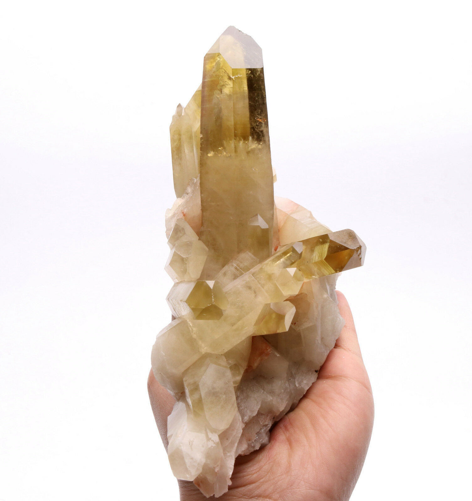 Natural Clear Smoky Citrine Quartz Point Crystal Cluster Healing Mineral