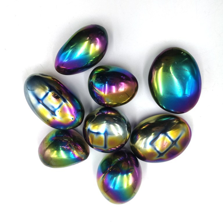 Wholesale Rainbow flame  natural aqua angel aura quartz crystal tumbled stone