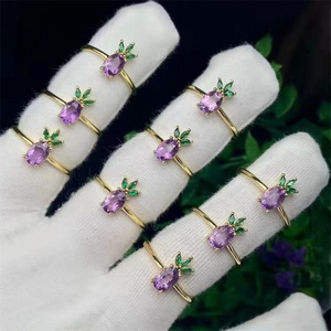 Fashion  Natural Rock Mineral Quartz Stone Women Rings Resizable Healing Amethysts  Crystal Finger Ring