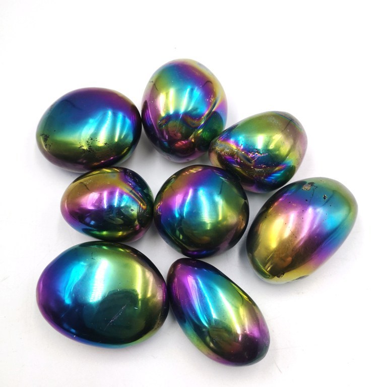 Wholesale Rainbow flame  natural aqua angel aura quartz crystal tumbled stone