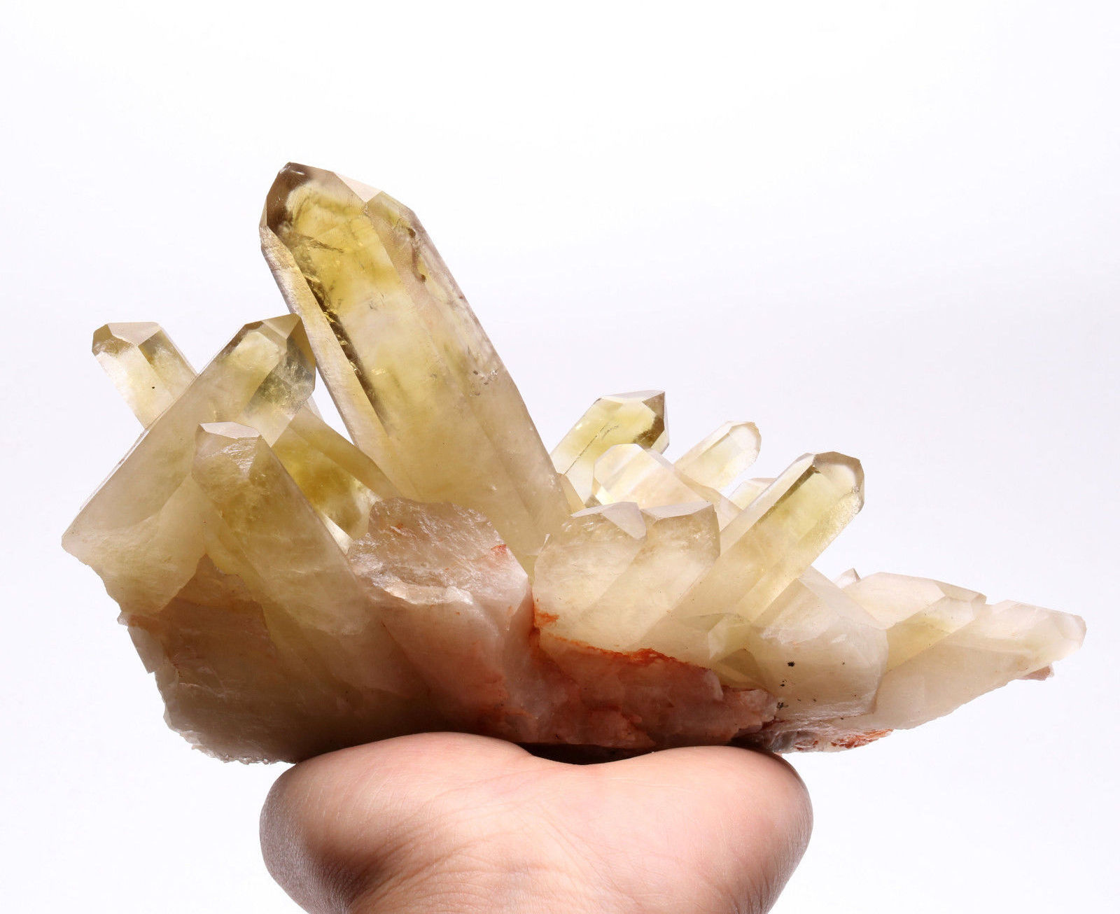 Natural Clear Smoky Citrine Quartz Point Crystal Cluster Healing Mineral