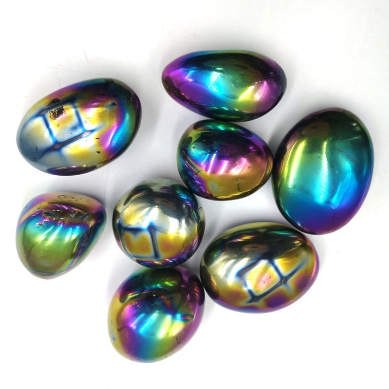 Wholesale Rainbow flame  natural aqua angel aura quartz crystal tumbled stone