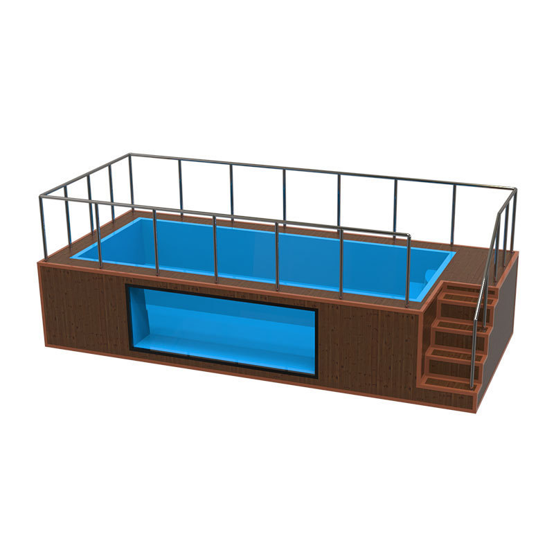 large 20ft 40ft shipping container swimming pool glass window outdoor above ground family piscina shell wooden pools swimming