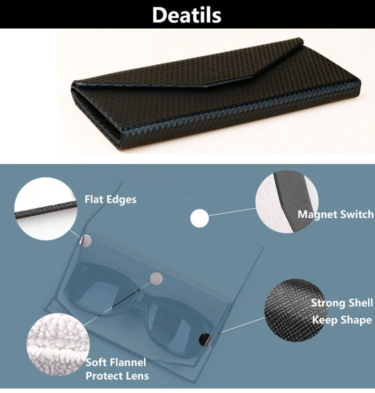 MOQ 1 PC Black Oversized High Quality Carbon Fiber Sunglasses Case For Men case fold glasses triangle