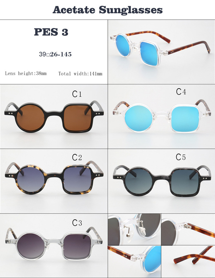 Hand polished acetate fashion premium sunglasses 2023 square round polarized customized sunglasses tinted