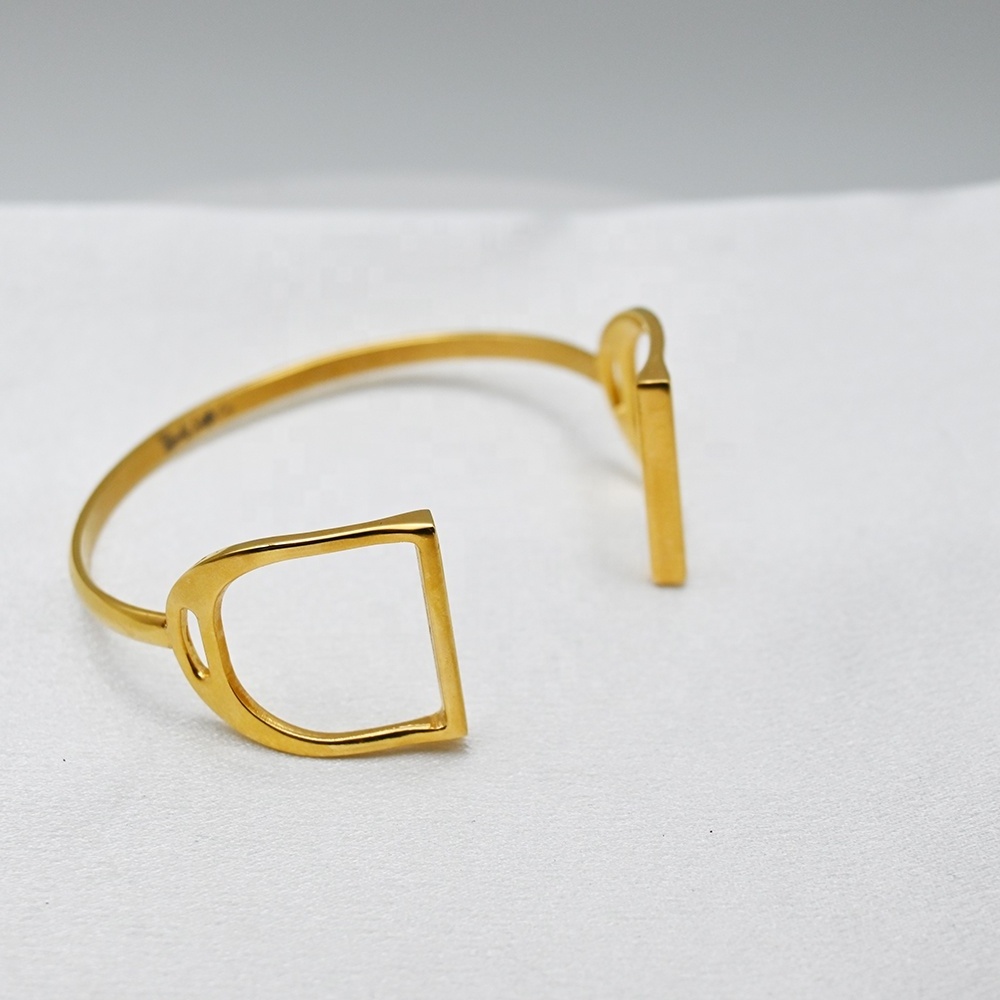 Saudi Gold Jewelry Designs Fine Jewelry Square Gold Plated Stainless Steel Cuff Bracelet Bangle