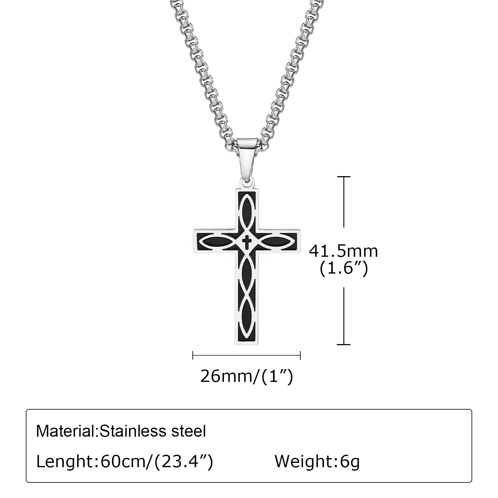 Wholesale Stainless steel Celtic cross pendant necklaces jewelry black colour enamels pendant necklace