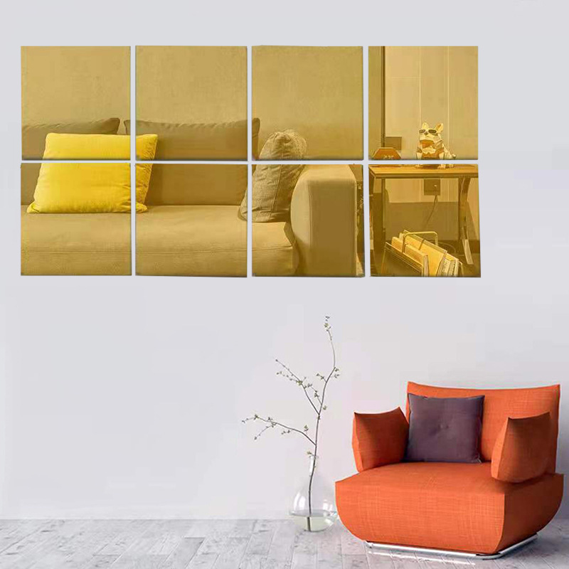 Removable Acrylic Mirror Wall Stickers Decals Large Square Mirror Tiles for Home Gym Apartment Living Room Bedroom Decor