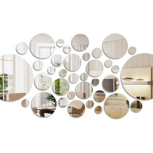 41 Pcs Circle Mirrors Sheets Self Adhesive Round 3d Mirror Wall Stickers For Home Decoration