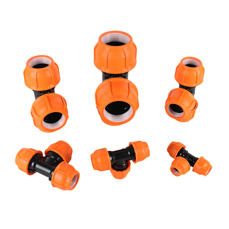 HDPE COMPRESSION FITTINGS IRRIPLAST PN10 16BAR PLASTIC TEE MALE FEMALE ISO17885 HDPE Irrigation Compression fittings PP