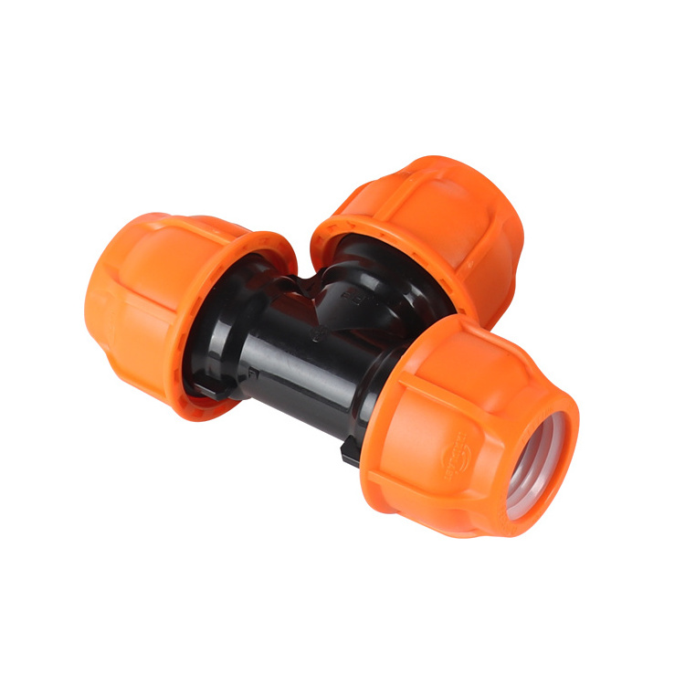 HDPE COMPRESSION FITTINGS IRRIPLAST PN10 16BAR PLASTIC TEE MALE FEMALE ISO17885 HDPE Irrigation Compression fittings PP