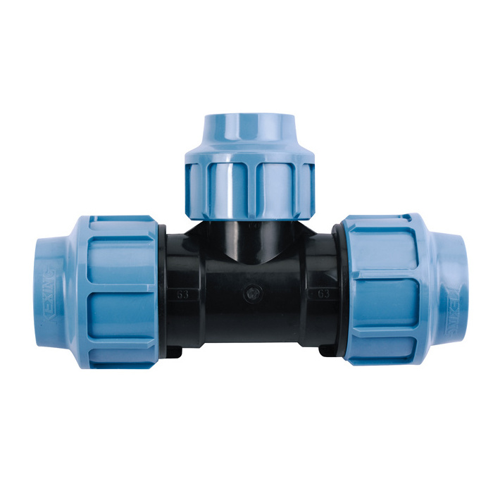 HIGH QUALITY ISO17885 ISO14236 BSP IRRIGATION PN16 HDPE PE Compression Fittings PP REDUCING TEE