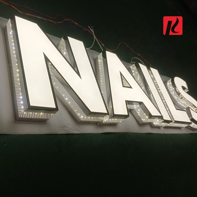 Kexian Custom Outdoor Wall Mounted Store Front Sign Led Letters Sign Business Electronic Logo For Lashes Nails Shop