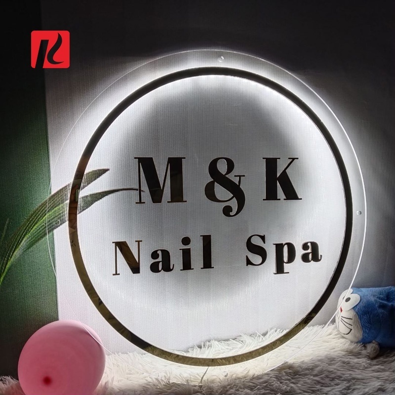 Kexian Custom Acrylic Round Commercial Logo Salon Sign Business Name Illuminated Inside Wall Beauty Salon Name Board Decoration