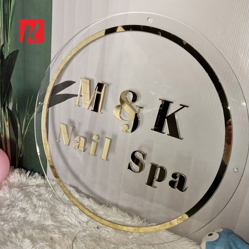 Kexian Custom Acrylic Round Commercial Logo Salon Sign Business Name Illuminated Inside Wall Beauty Salon Name Board Decoration