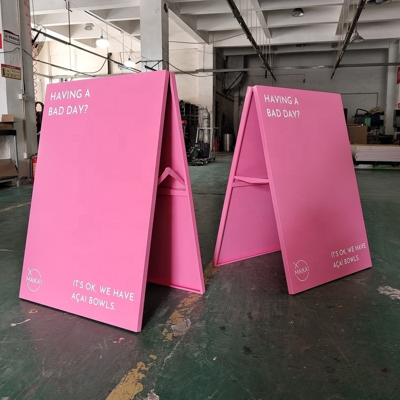 Manufacture Custom Sign A Frame Advertising Sidewalk Sign Board Foldable Stainless Steel A Frame Sign Stand