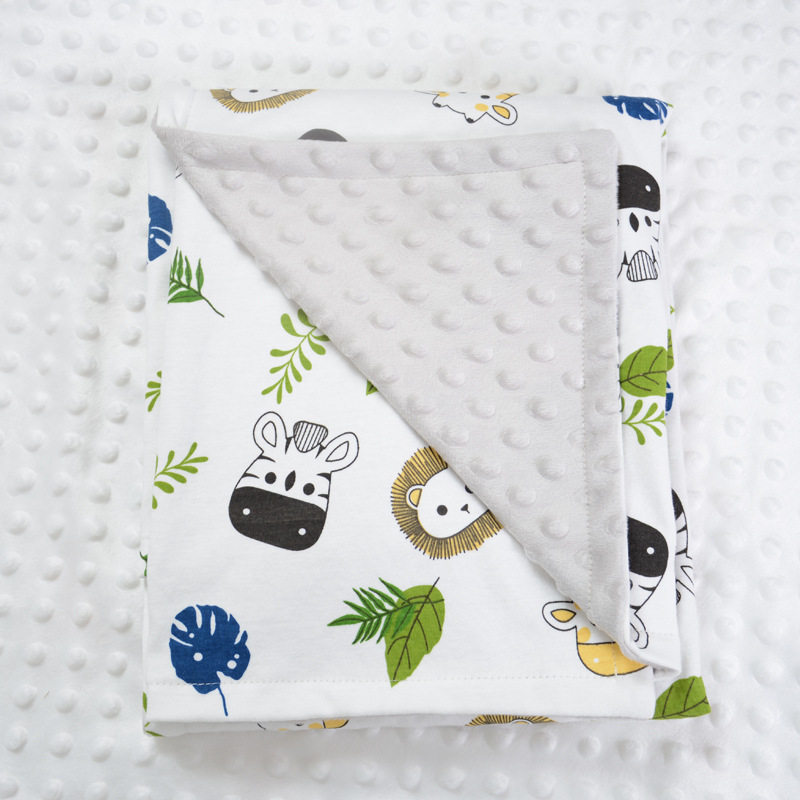 Wholesale 100% Polyester Custom Printed Minky Fleece Baby Dot Blanket Minky Baby Blanket For Newborns