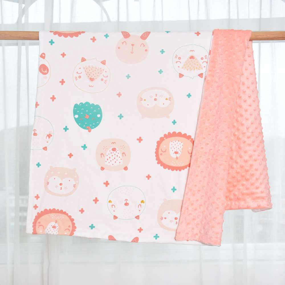 Wholesale 100% Polyester Custom Printed Minky Fleece Baby Dot Blanket Minky Baby Blanket For Newborns