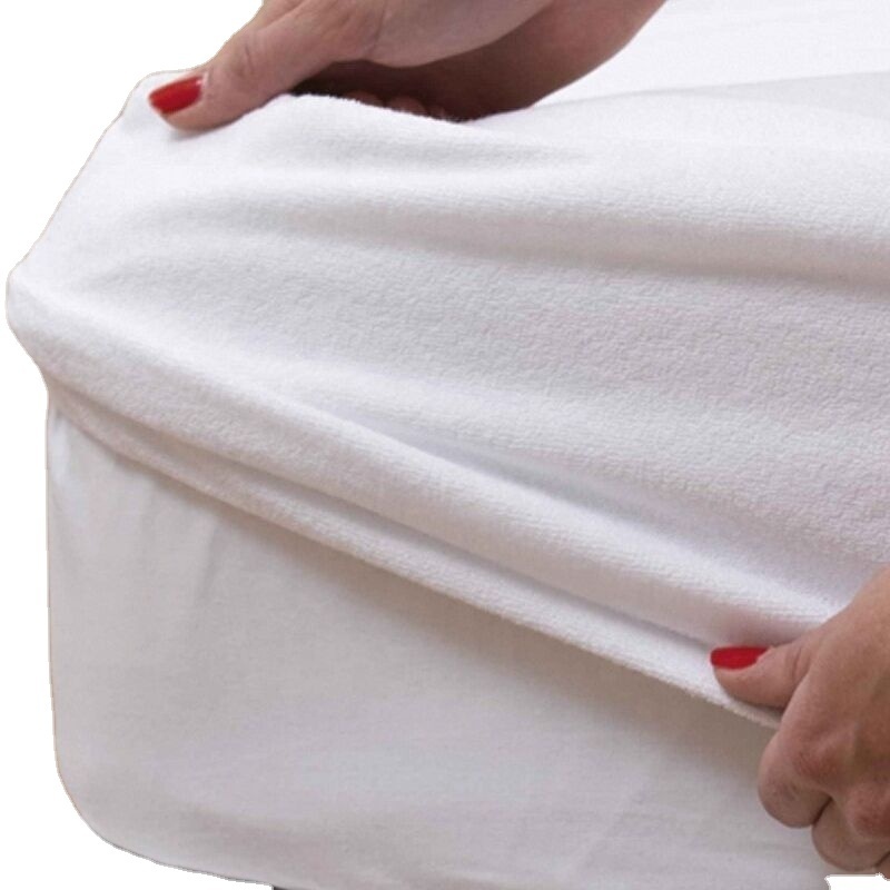 Hypoallergenic Pure White Polyester Waterproof Mattress Protector For Aldults