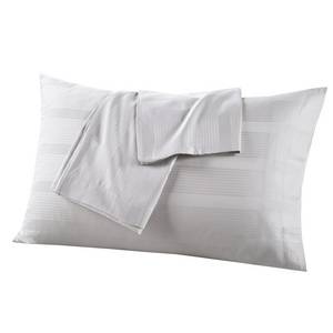 High Quality Stripe Grey Pillowcase 100% Cotton Jacquard Pillow Case for Hotel