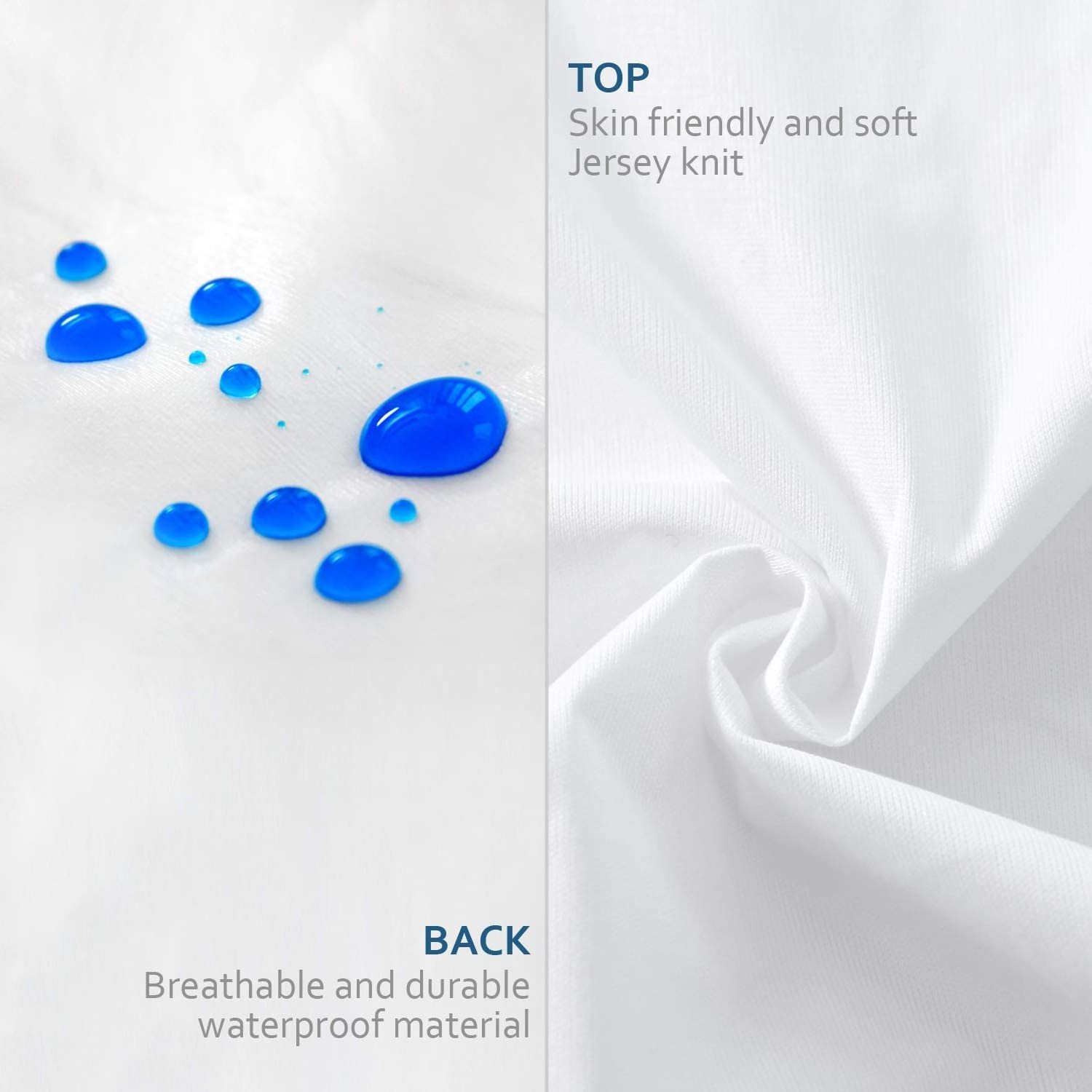 Low Allergy Cotton Terry Standard Waterproof Pillow Protector with Zipper Closure