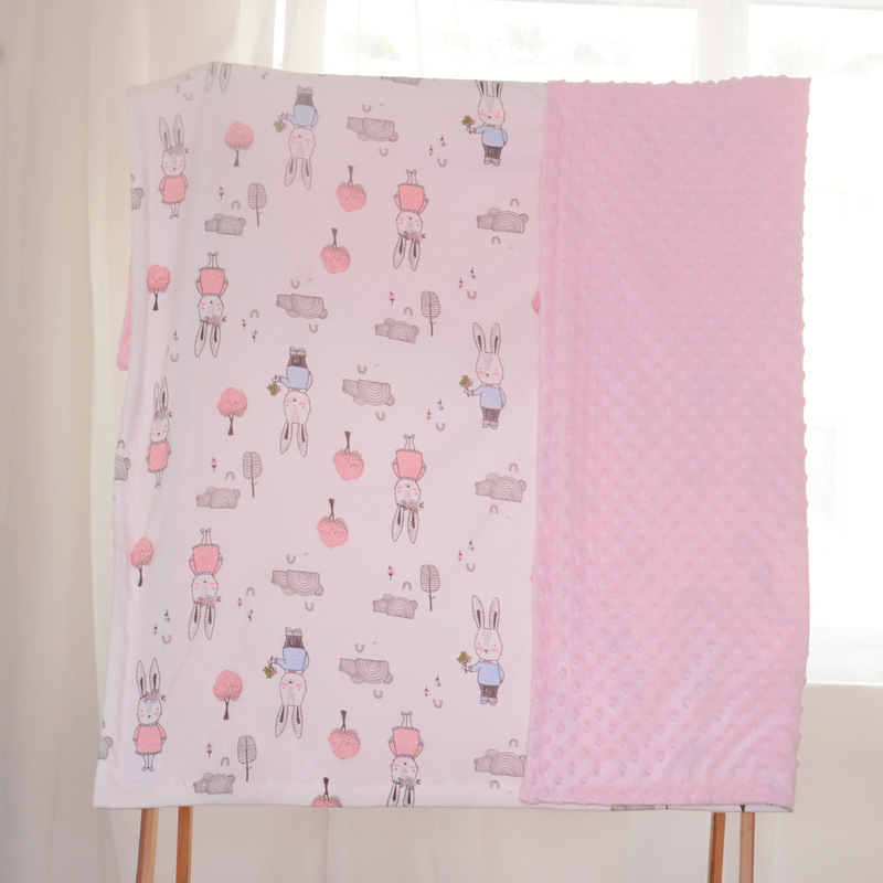 Wholesale 100% Polyester Custom Printed Minky Fleece Baby Dot Blanket Minky Baby Blanket For Newborns