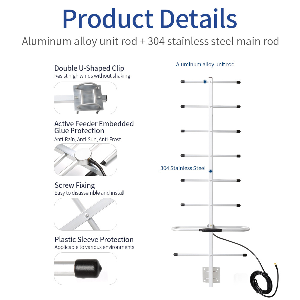 3 6 8 Element Long Distance 433 Mhz Yagi Antenna Wifi With High Quality