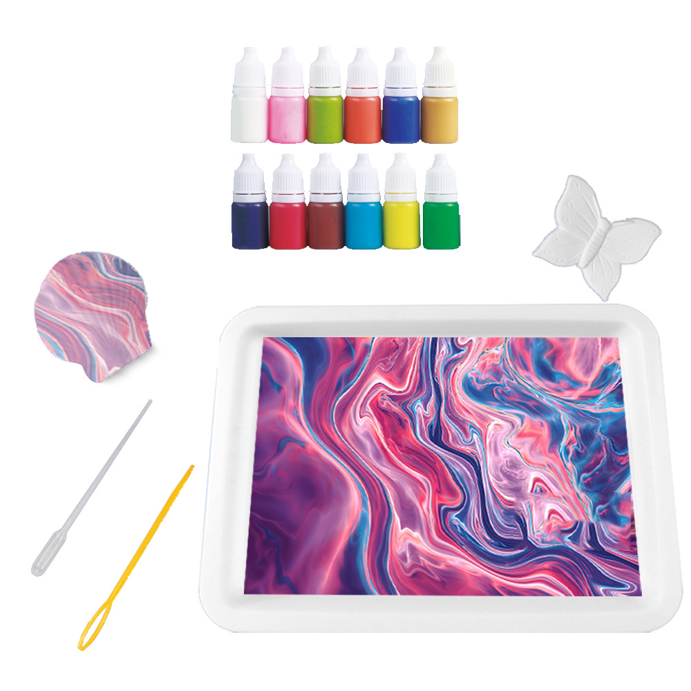 KUNYANG Toys Environmental Protection Water Color Art Set Marble Paint Kit DIY Painting Kids