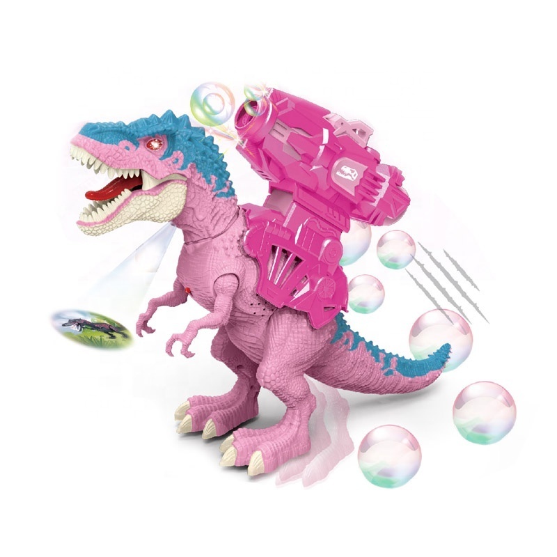 KUNYANG outdoor battery operated game kids play sound light walking automatic bubble electric plastic dinosaur bubble toy gun