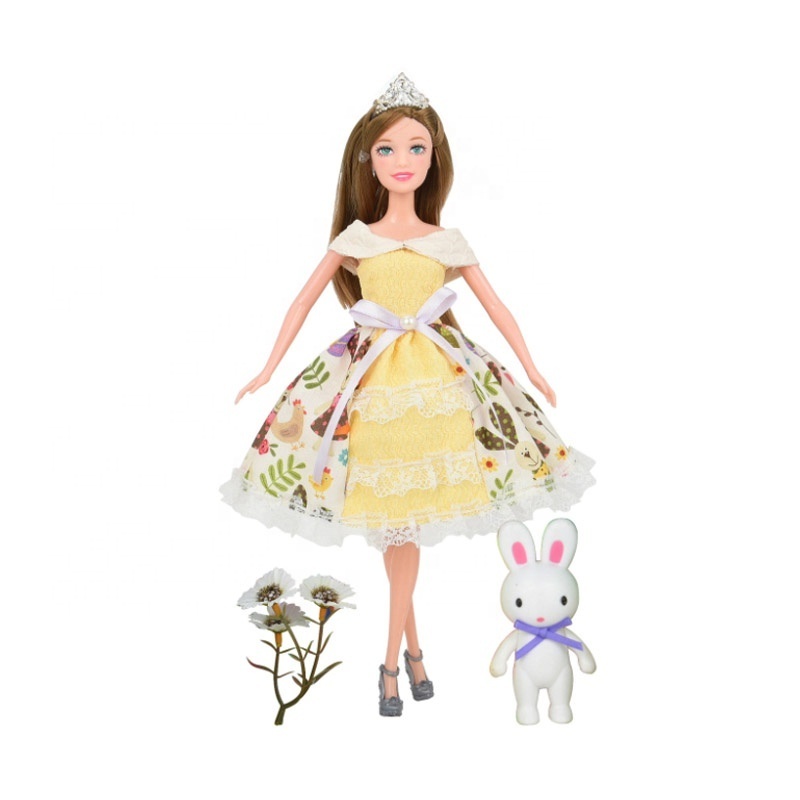 KUNYANG newest 11.5inch 12 joints easter day themes plastic crown accessories beautiful skirt set multi style girls easter dolls