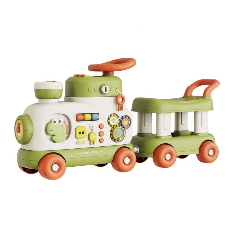 KUNYANG multifunctional cartoon design development music walking bike car diy track kids game baby toddler ride on toy car