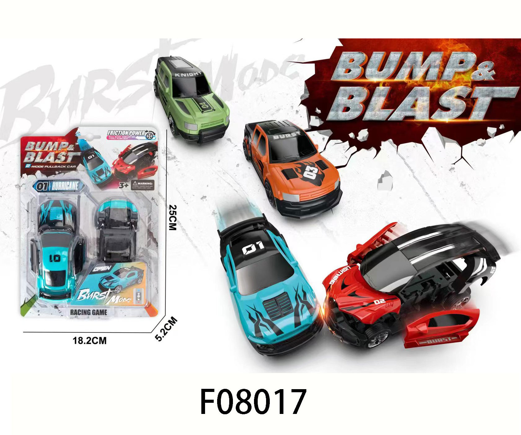 Kids Racing Vehicle Toys Small Cheap Car Assembling Blasting Bump Truck Pull Back Set with High Quality