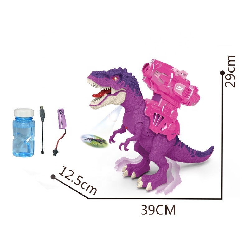 KUNYANG outdoor battery operated game kids play sound light walking automatic bubble electric plastic dinosaur bubble toy gun