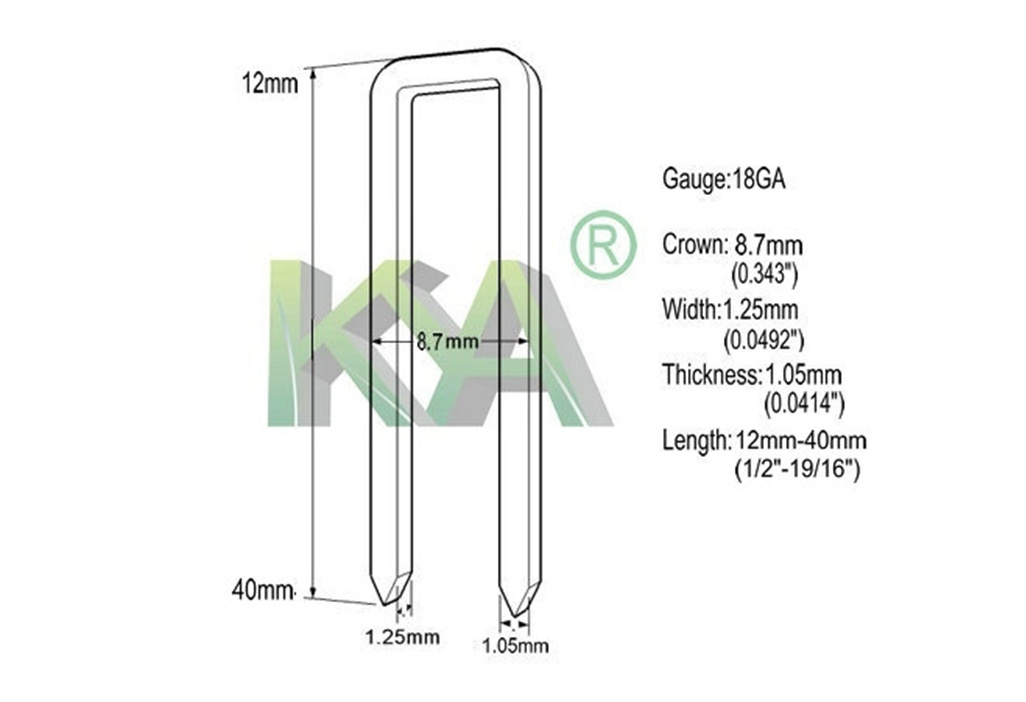 18 Gauge 5/16  Inch 8.9mm Crown 92/20 serie Copper colored galvanized finishing Medium Wire Staples