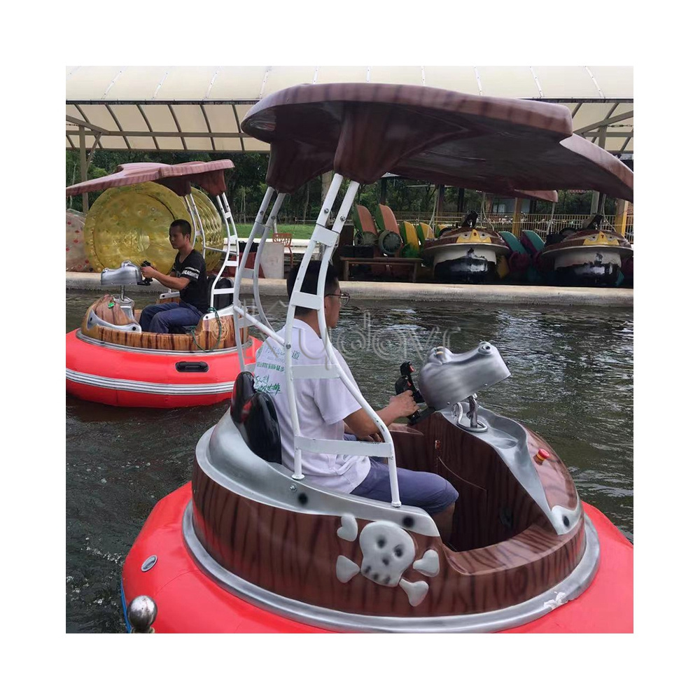 Luxury big amusement water kids ride play park equipment fiberglass electric battery inflatable laser adult bumper boat