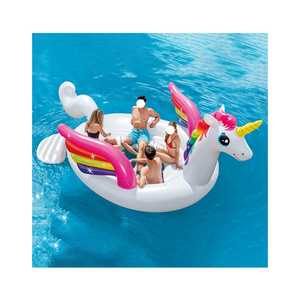 High quality commercial outdoor water swimming pool adult kids ride park floating island inflatable unicorn pool