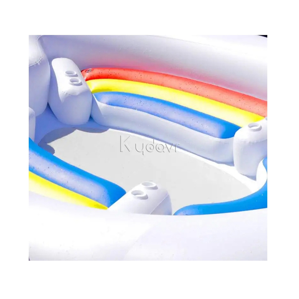 High quality commercial outdoor water swimming pool adult kids ride park floating island inflatable unicorn pool