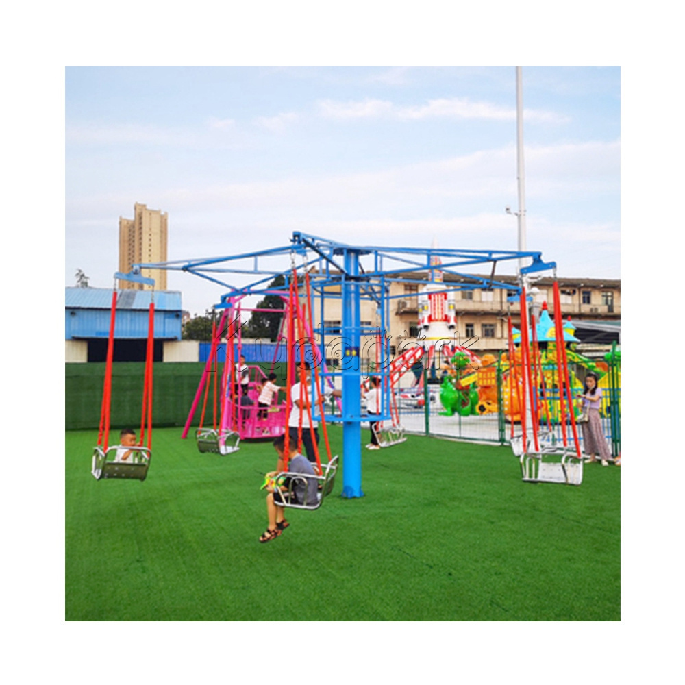 Cheap outdoor commercial amusement kid's park stimulate unpowered swing rotating flying chair