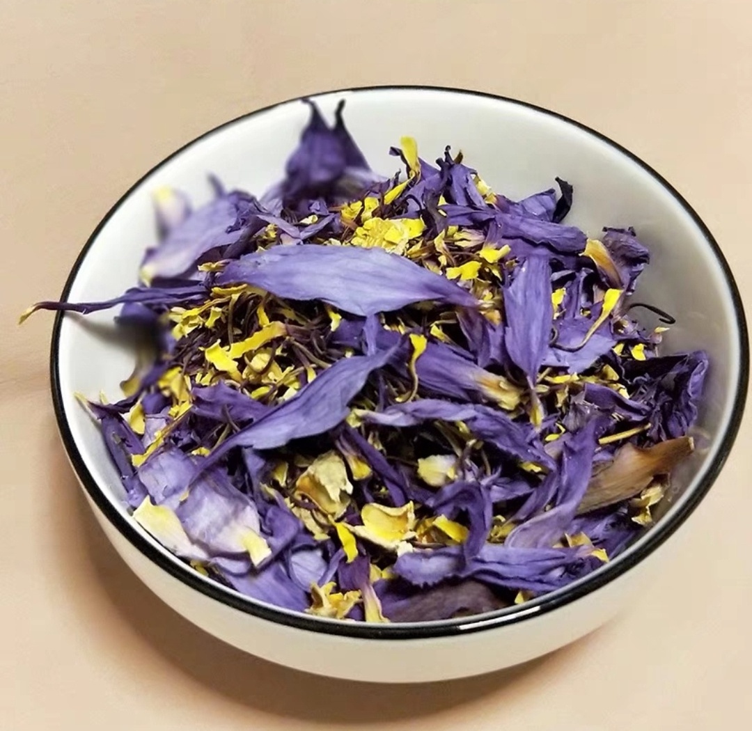 KAIYANGE Wholesale Lan Lian Hua Dried Blue Lotus Flower Bulk Petal Herbal Tea Non-Vacuum Nymphaea Cerulea Capensis flower tea