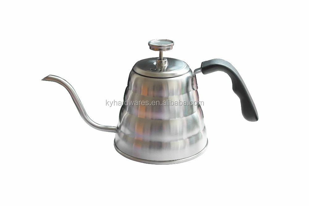 stainless steel coffee drip kettle with thermometer for pour-over coffee