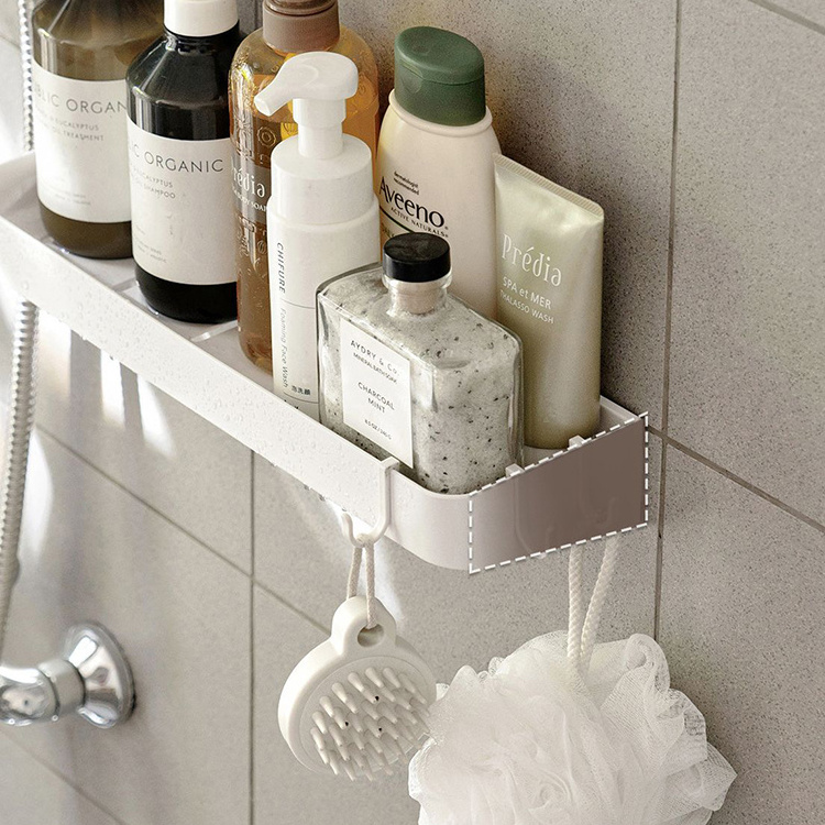 suppliers custom wall mounted shower hidden shelves organizer bathroom plastic white shower caddy corner floating shelf