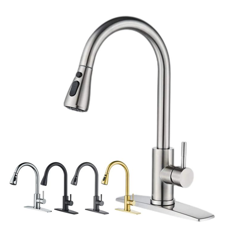 factory custom luxury deck-mounted 2 modes adjustable pull out kitchen faucets mixers taps and faucets for kitchen sink