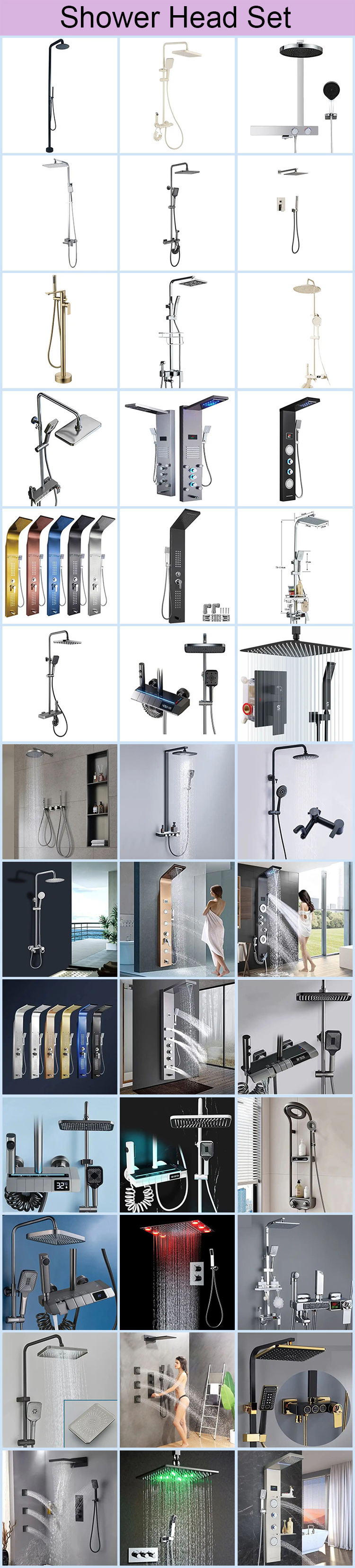 suppliers custom adjustable shower filter shower head gold and black handheld shower set stainless steel rainshower set