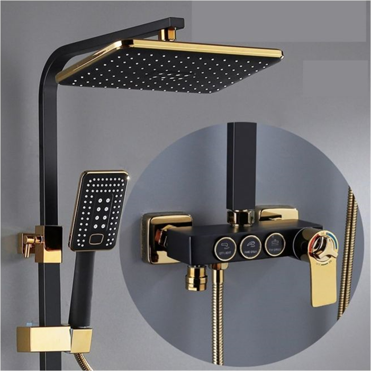 suppliers custom adjustable shower filter shower head gold and black handheld shower set stainless steel rainshower set