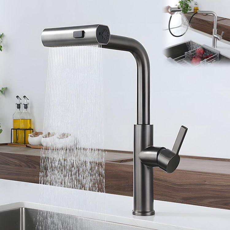 custom commercial waterfall kitchen sink taps faucets tap single hole pull out kitchen mixer faucet with pull down sprayer