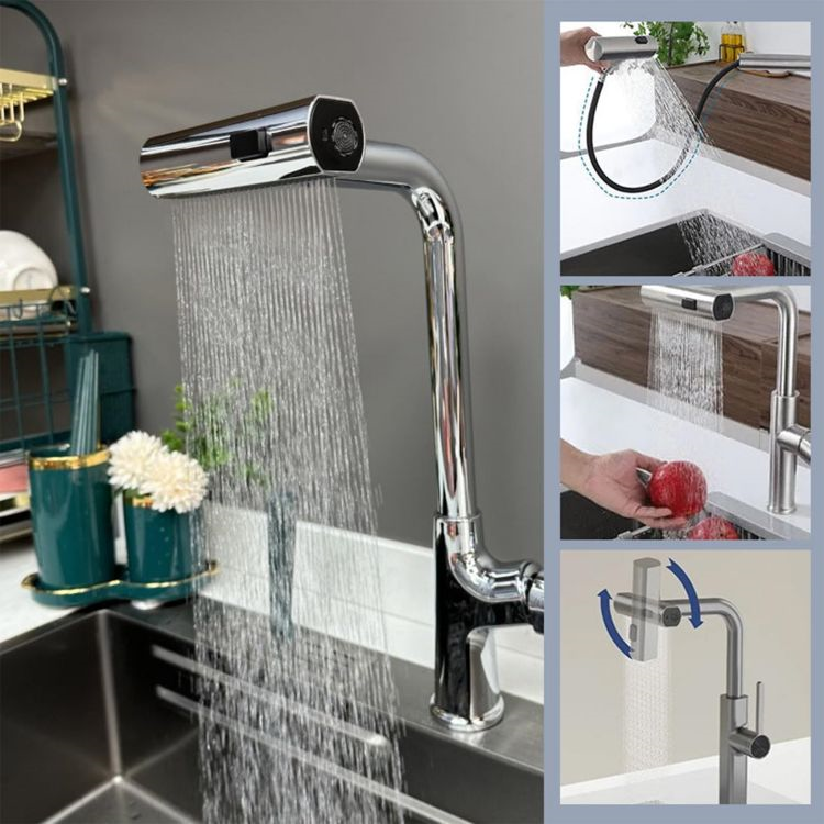 custom commercial waterfall kitchen sink taps faucets tap single hole pull out kitchen mixer faucet with pull down sprayer