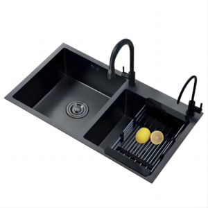 suppliers custom simple european kitchen sink double bowl stainless steel luxury hand made basin kitchen sinks with waste drain