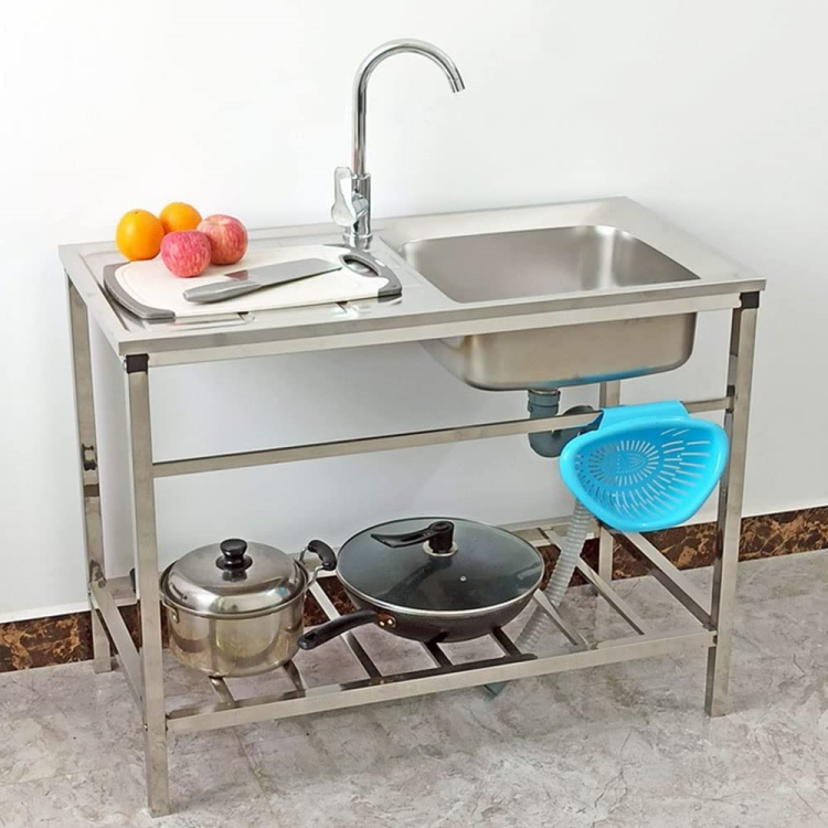 factory custom commercial kitchen sink silver stainless steel industrial free standing single bowl kitchen sink with bracket